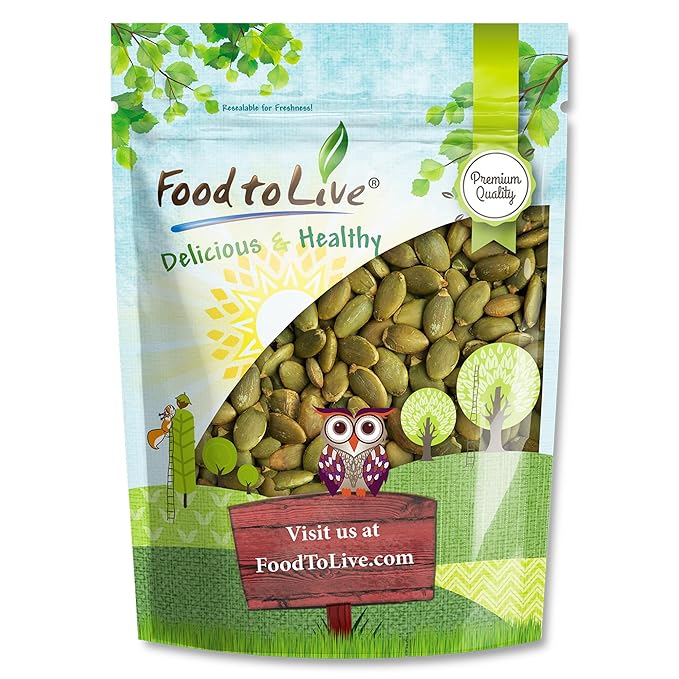 Food to Live Dry Roasted Pumpkin Seed with Himalayan Salt 1 Pound – Oven Roasted Pepitas Lightly Salted No Oil Perfect for Baking and Salads Keto Vegan Kosher Bulk