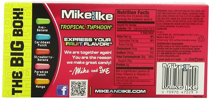 Mike and Ike Chewy Candy Tropical Typhoon 8.3 Ounce (Pack of 12)