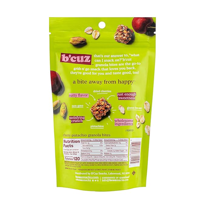 Bcuz Granola Bites 3 oz (Cherry-Pistachio 3 Ounces (Pack of 3))