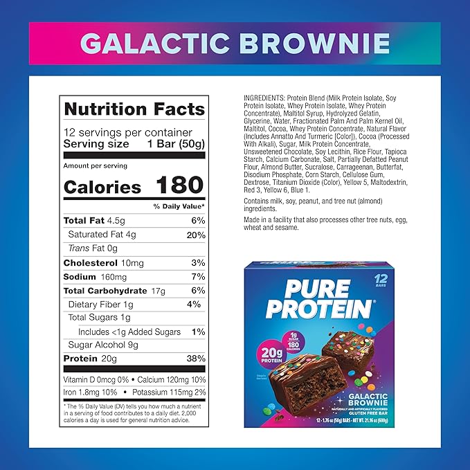 Quest Nutrition Protein Chips &amp Pure Protein Brownie Bars Variety Pack High Protein Gluten-Free Low Carb Snack Bars 1.1 Ounce &amp 12 Count