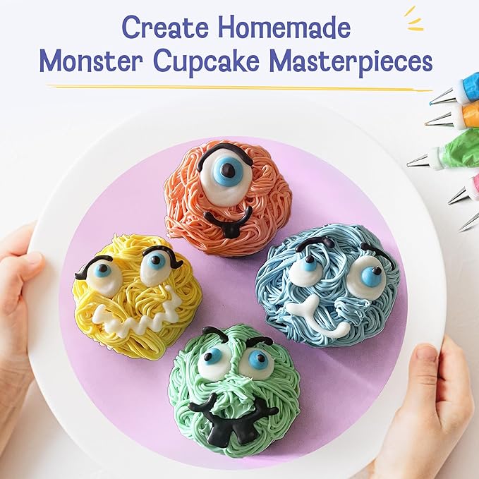 Baketivity x Duff Goldman Monster Cupcakes Kit - Cooking Set with Premeasured Ingredients Decorating Supplies STEM Activities - Perfect for Girls and Boys