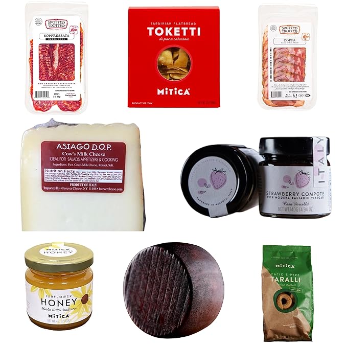 Authentic Italian Charcuterie Assortment with Meats Cheeses Crackers Honey and Jam – A Taste of Italy Perfect for Any Occasion or for Gifting