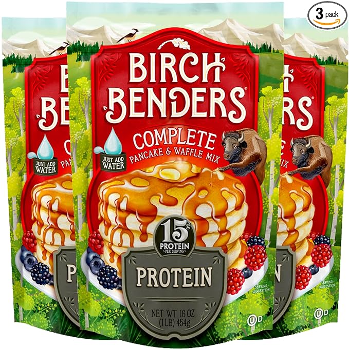 Performance Protein Pancake and Waffle Mix with Whey Protein by Birch Benders 15 Grams Protein Per Serving 1 Pound (Pack of 3)