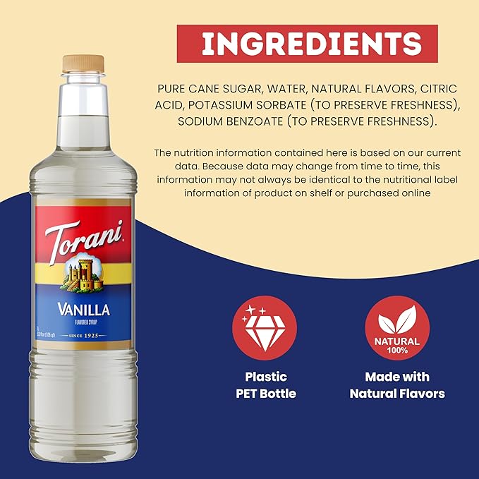 Torani Vanilla Syrup PET (1L)