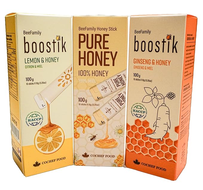 BeeFamily - Special-Tea Honey Stick Set 300g - Lemon Honey Pure Honey Ginseng Honey