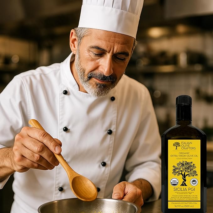 Italian Olive Crafters Polyphenol Rich Organic Extra Virgin Olive Oil 16.9 fl oz - 646 mg/kg High Polyphenols - Organic Olive Oil Extra Virgin Cold Pressed Glass Bottle