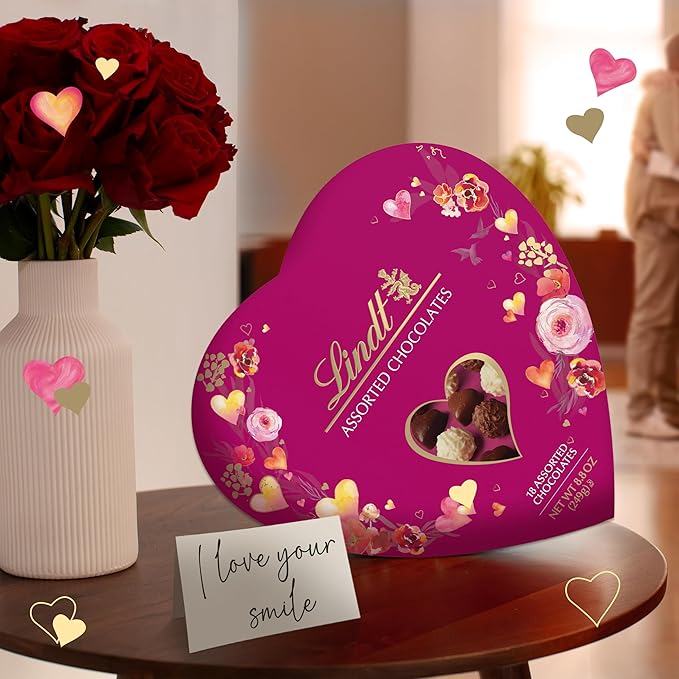 Lindt Valentine's Classic Heart Assorted Gourmet Chocolate Candy Truffles 8.8 oz.