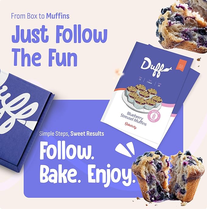 Baketivity x Duff Goldman Gluten Free Blueberry Streusel Muffins Baking Kit with Pre-Measured Ingredients for Kids Family Activity Set