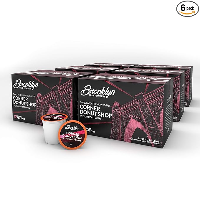 Brooklyn Beans Corner Donut Shop Gourmet Coffee Pods Compatible with 2.0 Keurig Coffee Pods Brewer 72 Count