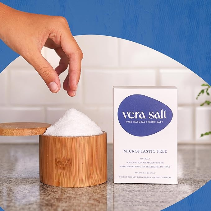 Vera Salt Fine Spring Salt – 300g Pack – Hand‑Harvested White Crystals from Spain – Fine Texture with Natural Minerals - Plastic-Free Packaging - Microplastic-Free Salt