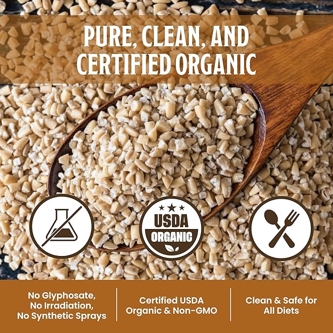 Farmer Bob's Organic Steel Cut Oat Groats - USDA Organic Non-GMO Gluten Free - Whole Grain US Grown Hearty and Wholesome - Farmer Direct Quality 5lb Resealable Bag