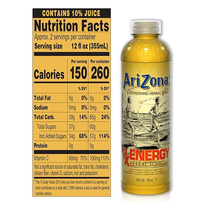 AriZona Rx Energy 20 Fl Oz (Pack of 24)