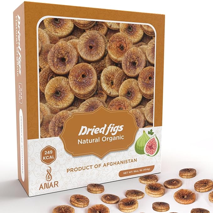 ANAR Dried Figs 16oz | 100% Natural | Whole | No Additives | Premium Anjeer | Vacuumed | Best for Snacking and Mixing | Grown in Afghanistan | Pack of 1