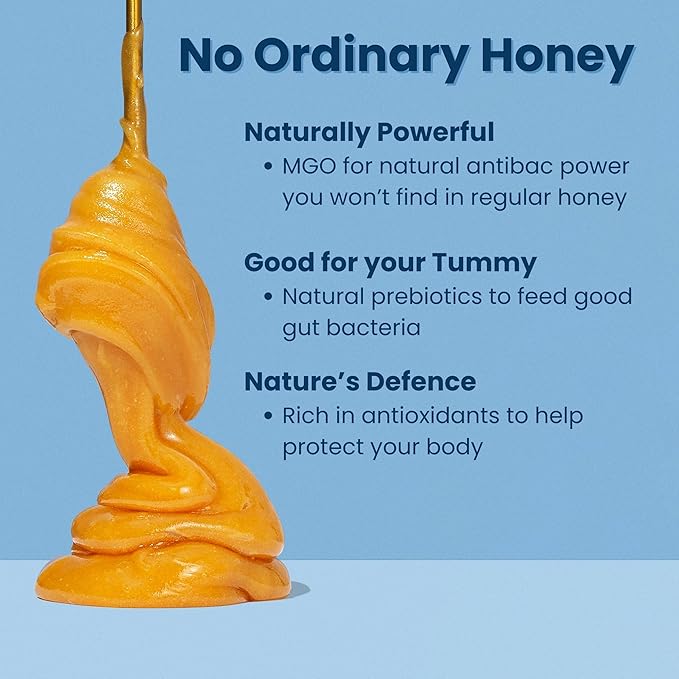 Wonder Honey Raw Manuka Honey New Zealand MGO300 (10+) Tested for 26 Markers Traceable Natural Soothing for Sore Throat Cough - Aids Digestion - Triple Sealed for safety in a Protective Box (1.1lb)