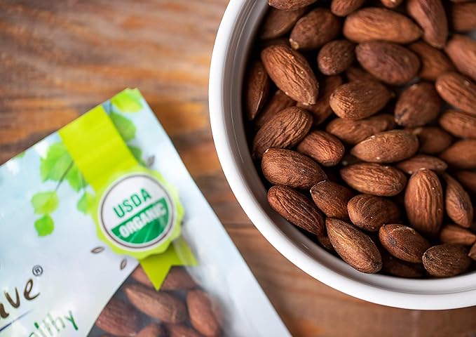 Food to Live Organic Dry Roasted Almonds 12 Ounces – Non-GMO Unsalted Vegan Keto Paleo Kosher Bulk High in Protein Dietary Fiber Vitamin E Copper Manganese Magnesium and Riboflavin.