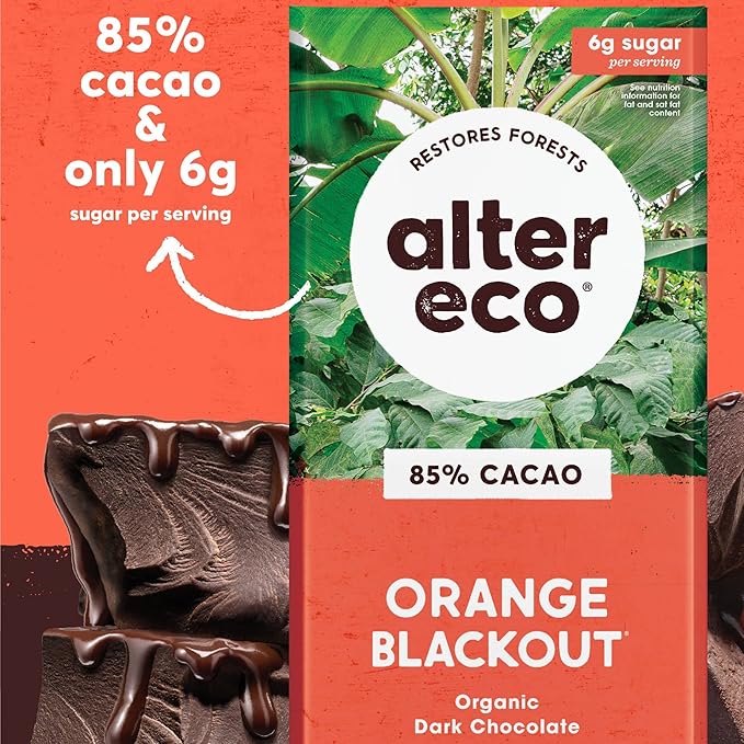 Alter Eco | Chocolate Bars | Pure Dark Cocoa Fair Trade Organic Non-GMO Gluten Free (12-Pack Orange Blackout)