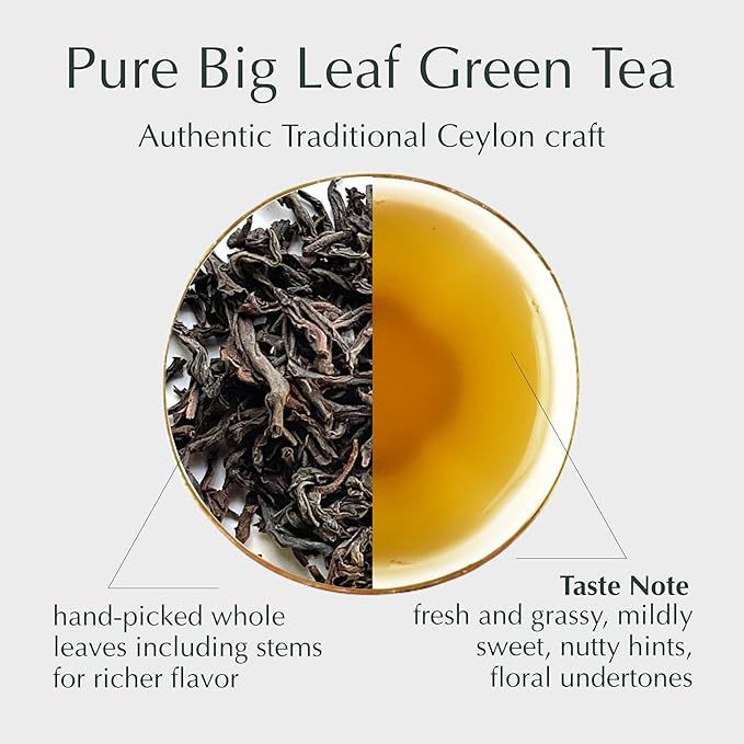 Romanov Tea | Ceylon Green Tea | Green Big Leaf | 100% Pure | Additives Free | GMO Free | Gluten Free | Dairy Free | Sugar Free | 100% Natural | 400g (1)