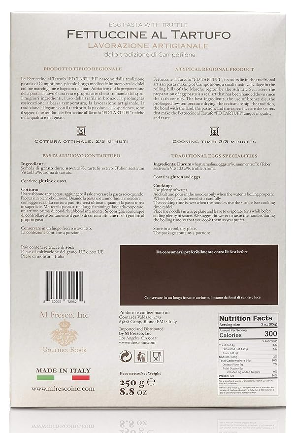 FD TARTUFI Fettuccine Pasta with Truffle (250g) 8.8oz | Made in Italy | Truffles | Handed down 14th Century recipe | Gourmet cooking