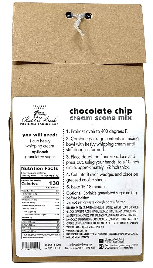 Rabbit Creek Scone Mix Variety Pack of 2 – Easy to Make Scone Mix Made in the USA Classic and Chocolate Chip Scone Mixes