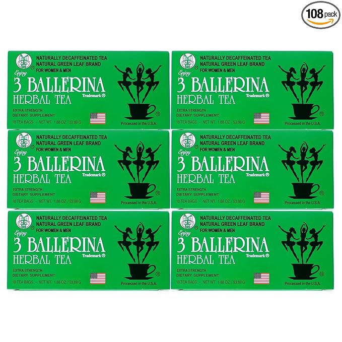 3 Ballerina Herbal Tea Extra Strength - 6 Pack (108 Tea Bags)