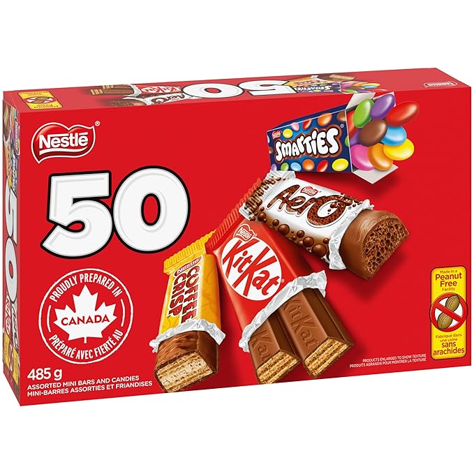 Christmas Chocolate Candy Gift Box 50 Mini Milk Chocolate Bars Includes Coffee Crisps KitkatWafers and more Holiday Chocolate Individually Wrapped Boxes For Stocking Stuffer Gifts Red Gift Box