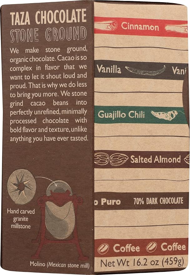 Taza Chocolate Organic Mexicano Disc Stone Ground Classic Collection Variety Pack 2.7 Ounce (6 Count)