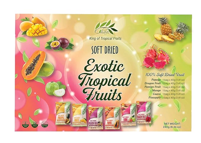 CHAVI Soft Dried Exotic Tropical Fruits | Pack of 12 | Gift Box - Low or No Sugars or Preservatives - Non-GMO Vegan Gluten-Free | 480 g