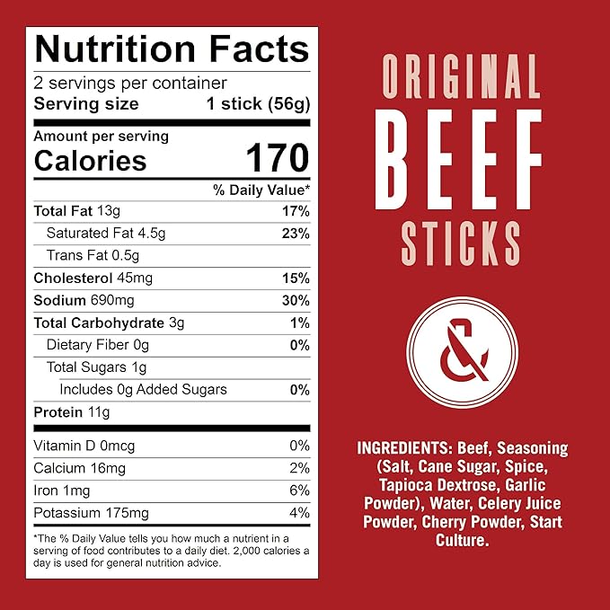 Bovine &amp Swine All-Natural Gourmet Craft Beef Snack Sticks | 10 Packs of 2 | Wyoming Jerky Sticks High Protein Individually Wrapped | Camping &amp Hiking Snacks | Clean Ingredients | Original B