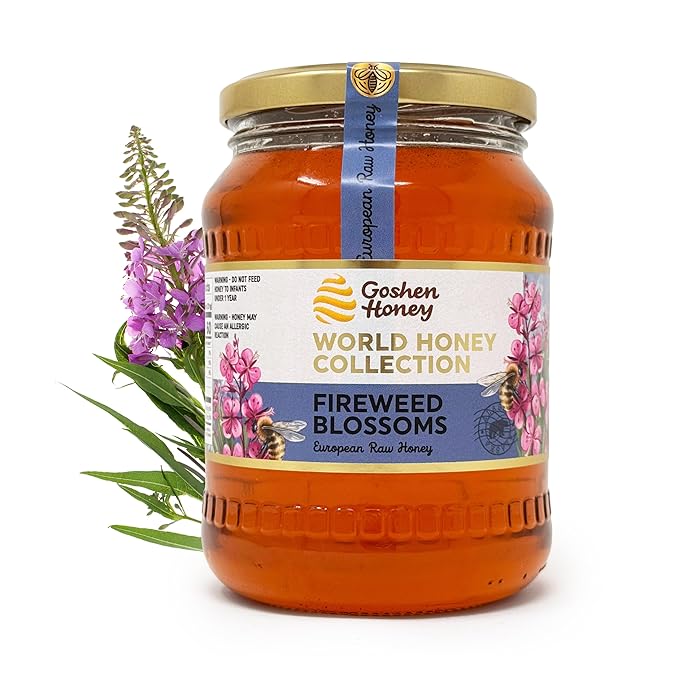 Goshen World Honey Collection - Fireweed Blossoms from the USA Wildlands - Raw Rare and Sustainable Floral Sources - Derived from Natural Flower Nectar with Antioxidants - Nature's Sweetener - 32oz