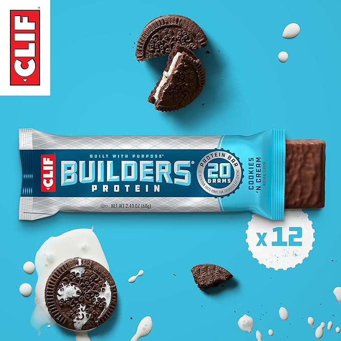 CLIFF Builders Protein Bars Bundle - Cookies 'n Cream &amp Chocolate Flavors - 20g Protein - 2.4 oz. (12 Count) Each