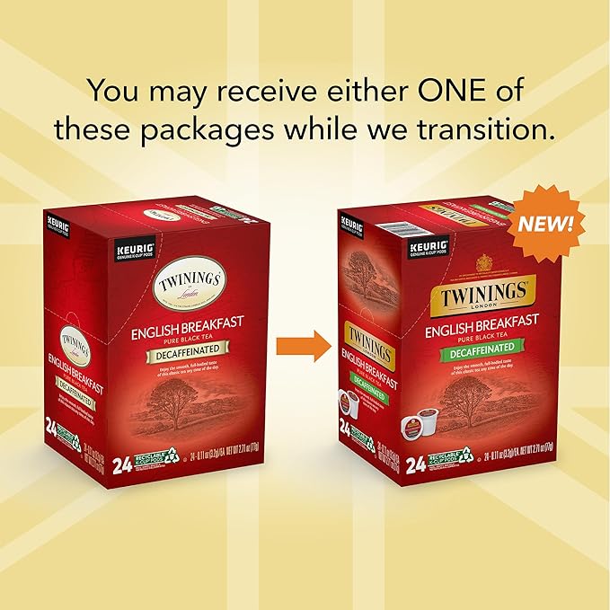 Twinings Decaf English Breakfast Tea Single Serve K-Cup Pods for Keurig Naturally Decaffeinated Black Tea Smooth Flavorful Robust 96 CountTwinings Decaf English Breakfast Tea K-Cup Pods for Keuri