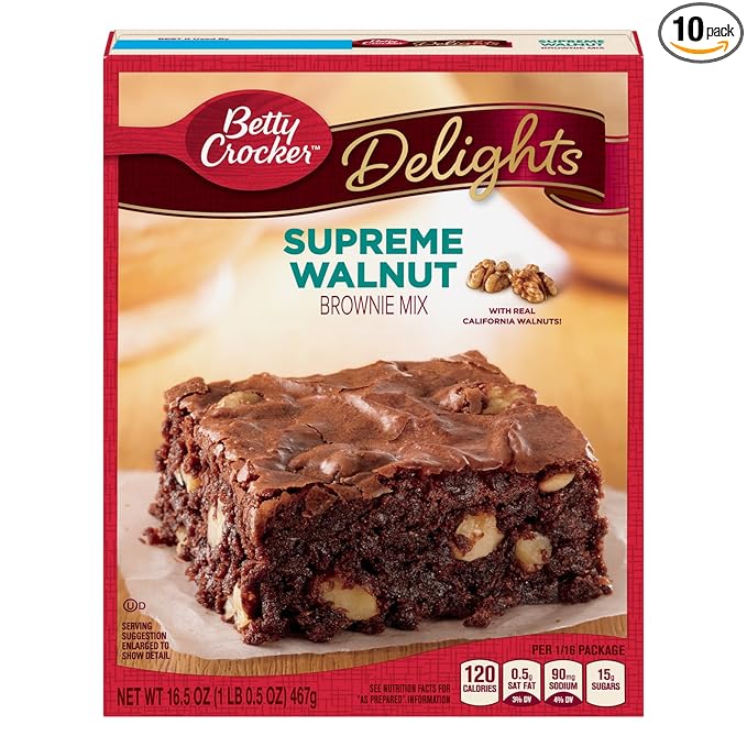 Betty Crocker Delights Brownie Mix Supreme Walnut 16.5 oz (Pack of 10)