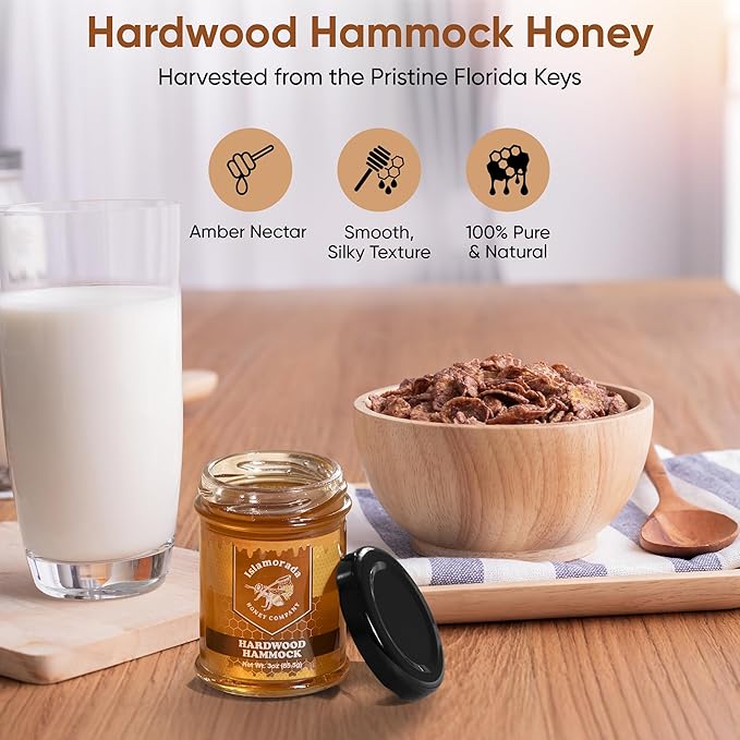 Case Of 12 - Raw Pure Unprocessed Hardwood Hammock Honey 3oz Jar from Islamorada Honey Company