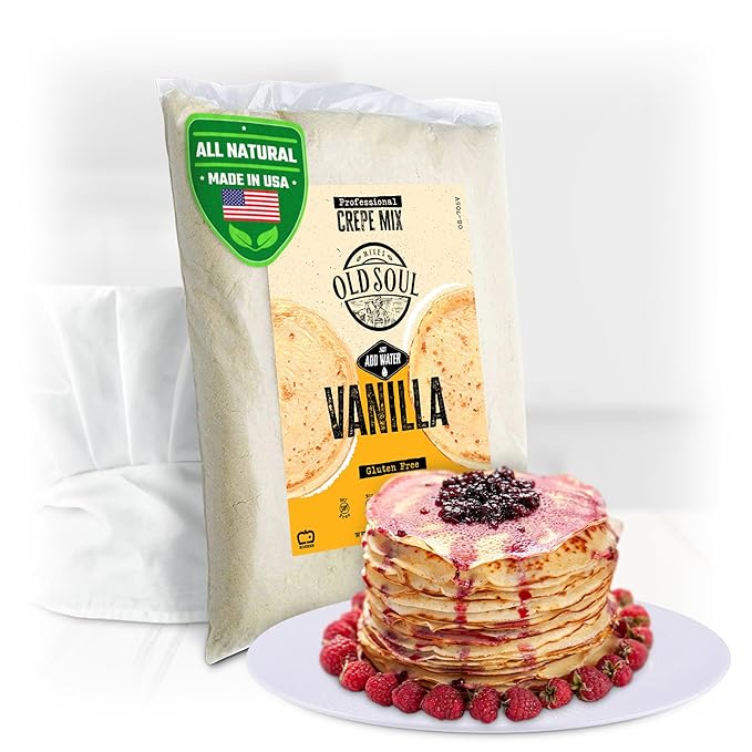 OldSoul Professional Crepe Mix | Vanilla Flavour | Dough Mix | 5 Lbs | 36 Crepes (5 Lbs Gluten Free)