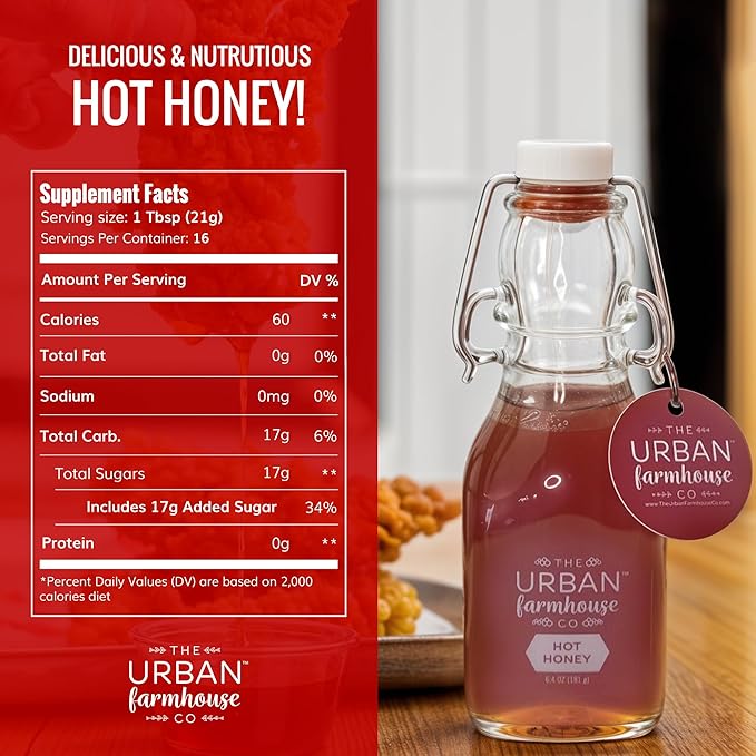 The Urban Farmhouse Co – Colorado Hot Honey Infused w/Chili Peppers – Spicy Sweet Mixer for Cocktails Pizza Chicken Tea Culinary Creations – All Natural Small Batch 6.4 oz (3 Pack Hot Honey)