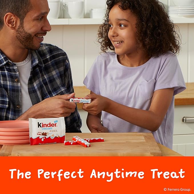 Kinder Chocolate 18 Four Count Packs Milk Chocolate Bar with Creamy Milky Filling Individually Wrapped Candy 1.8 oz Each