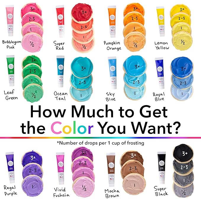 Ann Clark Professional-Grade Gel Food Coloring Made in USA .7 oz 12 Colors