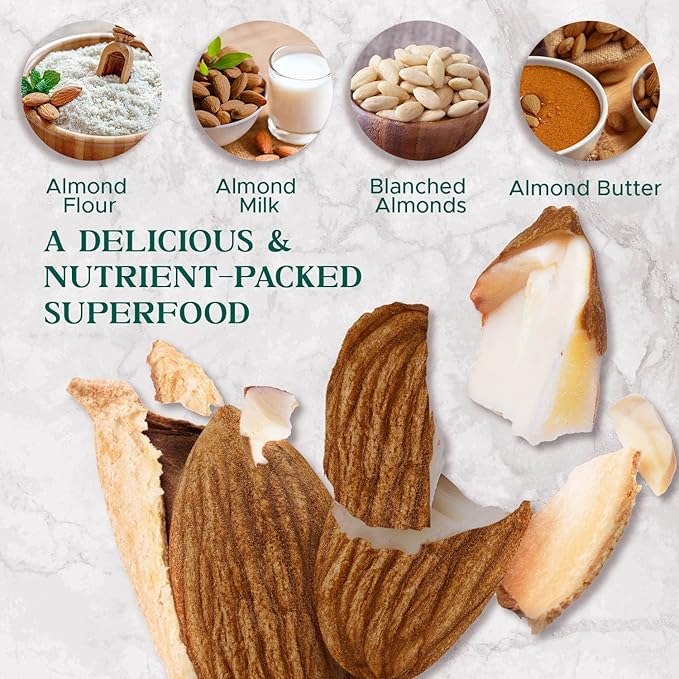 Dry Roasted Almonds Unsalted 64 oz (4 lbs) Batch Tested Gluten &amp Peanut Free | No Oil | Whole | No PPO | Non-GMO | No Herbicide | Healthy Protein Boost | Premium Quality | Try the difference