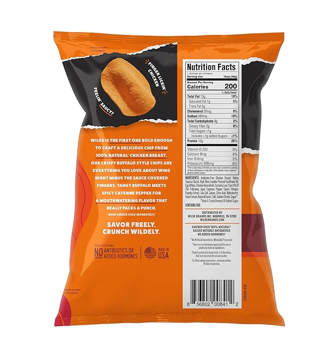 WILDE Chips High Protein Snacks for Adults Keto Chips Gluten Free Low Carb Snack Box Made with Real Ingredients Buffalo Style