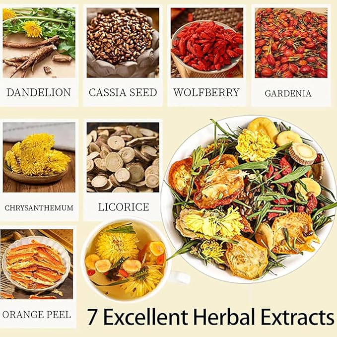 Liver Detox Herbal Tea Dandelion Root Tea Chrysanthemum Cassia Seed Goji BerryTea Kidneys &amp Liver Health TeaWith Wolfberry Cassia Seed Milk Thistle