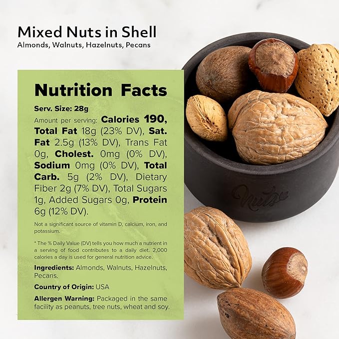 NUTS U.S. – Mixed Nuts In Shell (Almonds Walnuts Hazelnuts Pecans) | No Added Colors and No Artificial Flavors | Fresh Buttery Taste and Raw |Packed In Resealable Bags (6 LBS)