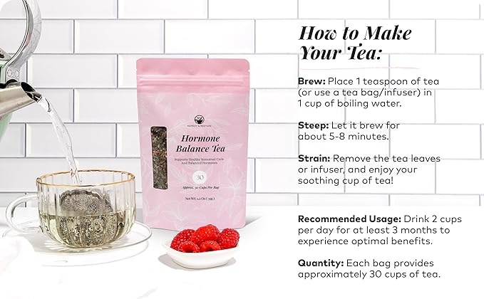 Remedy &amp Restore Herbal Tea for Hormone Balance - Natural Menstrual Cycle Support Spearmint Flavor Loose Leaves 1 Count