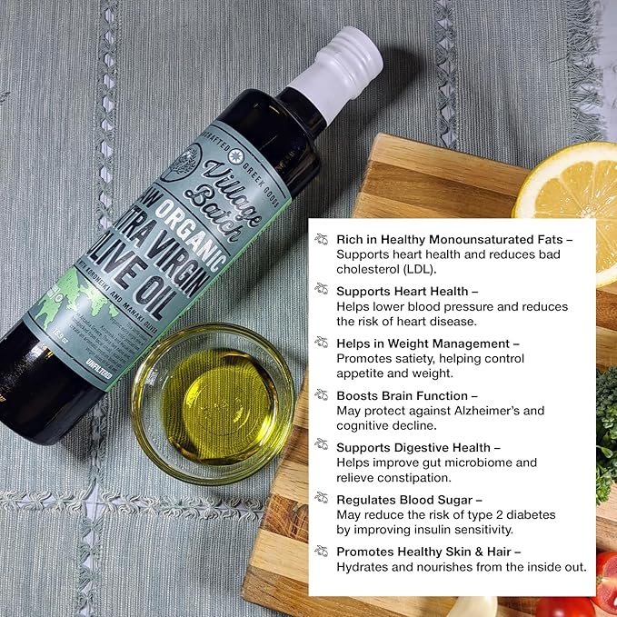 VILLAGE BATCH - AWARD WINNERS - KORONEIKI OLIVE OIL Greek Olive Oil ORGANIC COLD PRESSED OLIVE OIL Extra Virgin Olive Oil High In Polyphenols - Aceite De Oliva Extra Virgen - Olive Oil for Cooking Oil
