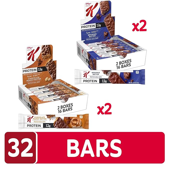 Special K Bar Protein Meal Bars Meal Replacement Variety Pack 3.18lb Case (4 Boxes 32 Count)