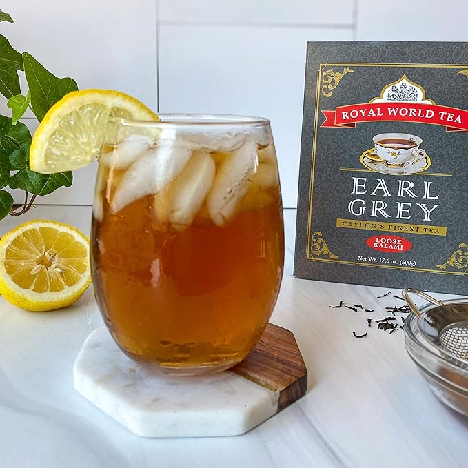 Royal World Loose Leaf Earl Grey Tea – Premium Blend of Bergamot &amp Ceylon Black Tea – Ideal for London Fog &amp Iced Drinks – Perfect for Recipes – Sourced from Sri Lanka – Minimal Packaging 17.