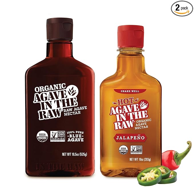 In the Raw Organic Blue Agave Syrup Bundle – Raw Agave Nectar (18.5 OZ) Sugar Substitute + Hot Sweetener (10 OZ) Hot Honey Alternative