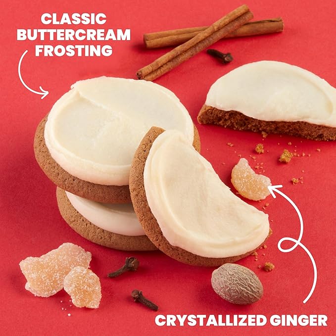 Cheryl's Cookies® Gingerbread Cookie Flavor Box Buttercream-Frosted Individually Wrapped Gourmet &amp Fresh Delivery – Christmas Gingerbread Cookies Holiday Dessert Gift for Friends Family &a