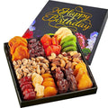 Happy Birthday Dried Fruit &amp Nuts Gift Basket Arrangement Platter Gourmet Food Snack Box Birthday Care Package Healthy Kosher Her Him (12 Assortment)