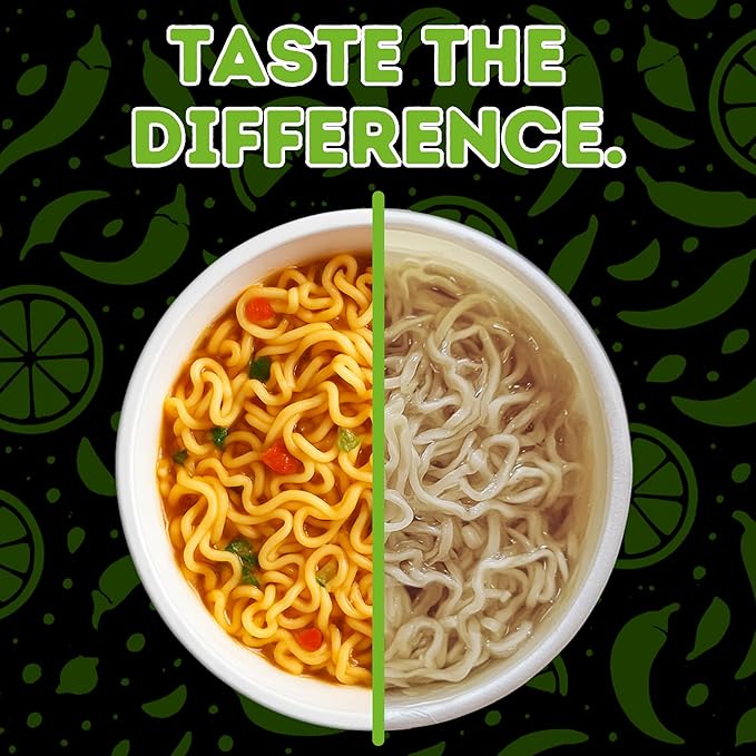 Power Noods High Protein Ramen Noodles - 12 or 6 Pack | Protein Ramen Cups for Lunch or Dinner | Better for You Plant-Based Instant Meal | Spicy Limon