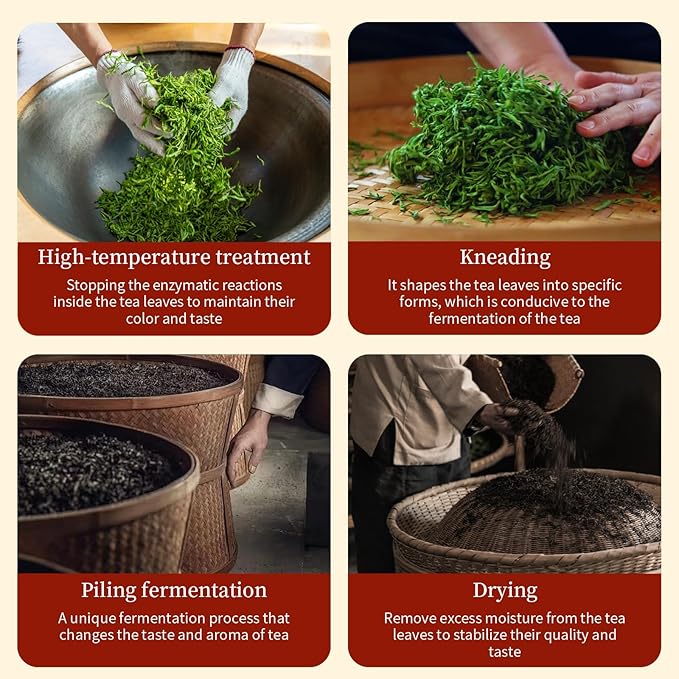 XIXICHA Classic Premium Pu-erh Tea Brick Grade AAA Produced in 2020 Aged Ripe Pu 'er Ancient tree Pu 'er tea Cake Worth collecting Produced in MenghaiYunnan 500g/17.64oz（250g*2）Additive-free Chinese
